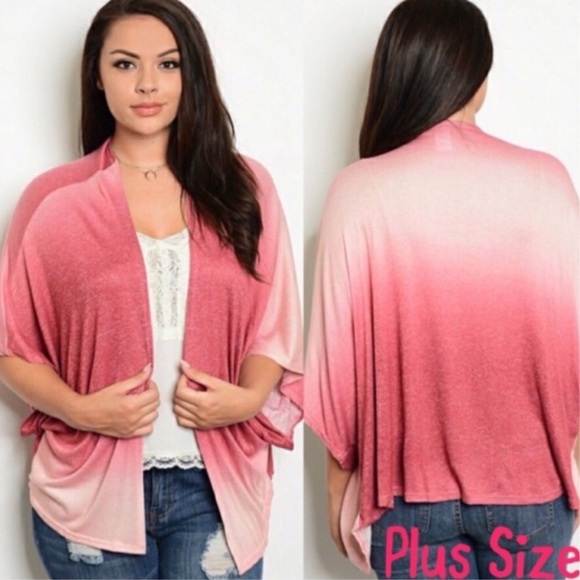 Sweaters - Plus Size Pink Ombré Cardigan Sweaters - Plus Size Pink Ombré Cardigan